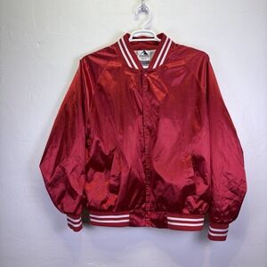 Augusta Men's Satin Baseball Jacket Snap up Front Size XL Red White Sporty